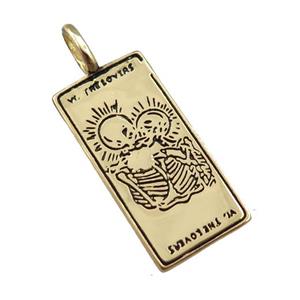 copper tarot card pendant, skull, gold plated, approx 12-25mm [FN21266]