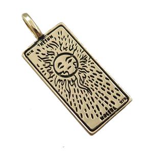 copper tarot card pendant, sun, gold plated, approx 12-25mm [FN21267]