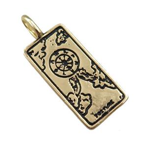 copper tarot card pendant, compass, gold plated, approx 12-25mm [FN21268]