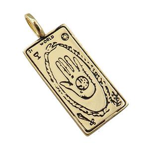 copper tarot card pendant, hand, gold plated, approx 12-25mm [FN21270]
