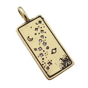 copper tarot card pendant, moon star, gold plated, approx 12-25mm [FN21271]