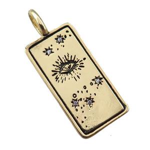 copper tarot card pendant, eye star, gold plated, approx 12-25mm [FN21272]