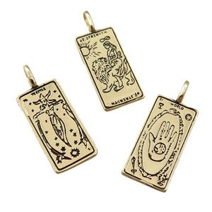 copper tarot card pendant, mixed charms, gold plated, approx 12-25mm [FN21273]