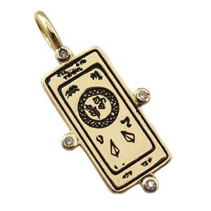 copper tarot card pendant, gold plated, approx 16-27mm [FN21277]