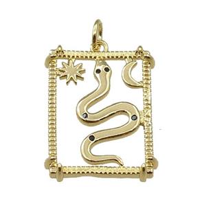 copper rectangle pendant, snake, gold plated, approx 17-22mm [FN21280]