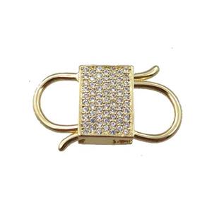 copper clasp pave zircon, gold plated, approx 16-25mm [FN21288]
