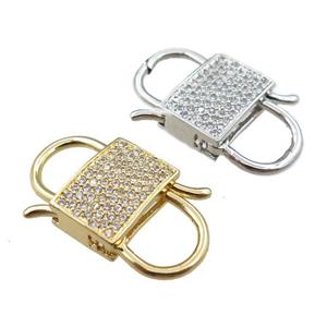 copper clasp pave zircon, mixed, approx 16-25mm [FN21289]