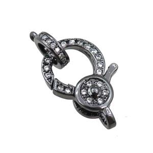 copper lobster clasp pave zircon, black plated, approx 12-20mm, 7mm dia [FN21292]
