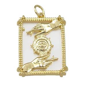 copper Frame pendant with hand eye, gold plated, approx 16-20mm [FN21321]