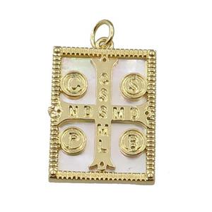 copper Frame pendant with anglican cross, gold plated, approx 16-20mm [FN21322]