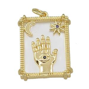 copper Frame pendant with hand moon star, gold plated, approx 16-20mm [FN21324]