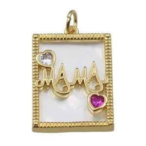copper Frame pendant with heart MAMA, gold plated, approx 16-20mm [FN21329]
