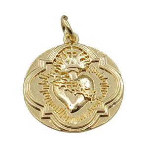 copper circle pendant, gold plated, approx 17.5mm dia [FN21333]