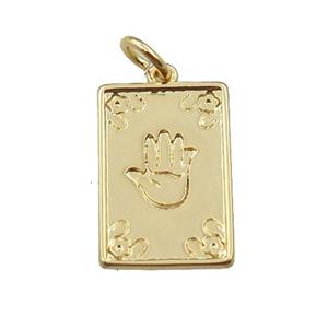 copper tarot card pendant with hand, gold plated, approx 10-15mm [FN21345]