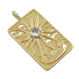 copper tarot card pendant, sun, gold plated, approx 23-36mm [FN21379]