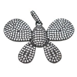 copper butterfly pendant pave zircon, black plated, approx 26-38mm [FN21408]