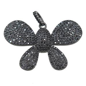 copper butterfly pendant pave zircon, black plated, approx 26-38mm [FN21409]