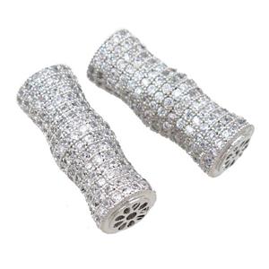 copper peanut beads pave zircon, platinum plated, approx 10-27mm [FN21424]