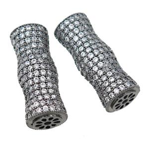 copper peanut beads pave zircon, black plated, approx 10-27mm [FN21426]