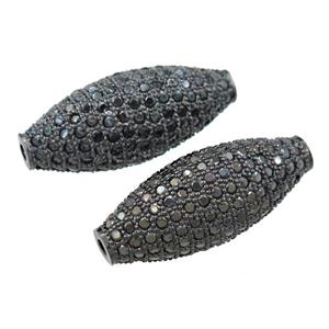 copper barrel beads pave zircon, black plated, approx 11-27mm [FN21428]