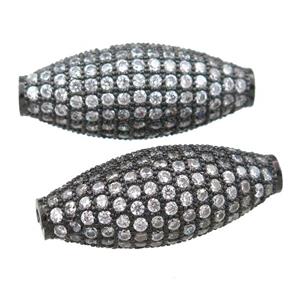 copper rice beads pave zircon, black plated, approx 11-27mm [FN21434]