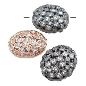 copper oval beads pave zircon, hollow, mix, approx 16-19mm [FN21440]