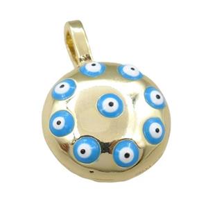 copper button pendant with evil eye, gold plated, approx 19mm [FN21449]