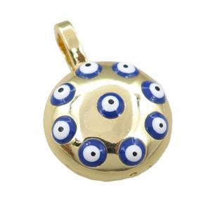copper button pendant with evil eye, gold plated, approx 19mm [FN21450]