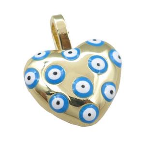 copper heart pendant with evil eye, gold plated, approx 18-20mm [FN21451]