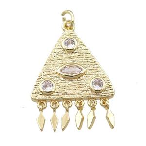 copper triangle pave zircon, gold plated, approx 21mm [FN21452]