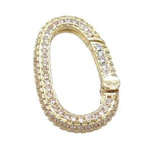 copper Carabiner Clasp pave zircon, gold plated, approx 15-25mm [FN21467]