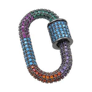 copper Carabiner Clasp pave zircon, black plated, approx 16-29mm [FN21470]