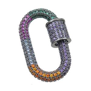 copper Carabiner Clasp pave zircon, black plated, approx 16-29mm [FN21471]