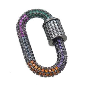 copper Carabiner Clasp pave zircon, black plated, approx 16-29mm [FN21473]