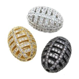 copper barrel beads pave zircon, hollow, mixed, approx 15-21mm [FN21481]