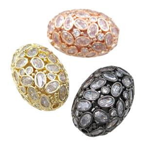 copper barrel beads pave zircon, hollow, mixed, approx 19-28mm [FN21486]