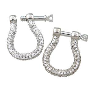 copper clasp pave zircon, platinum plated, approx 16-20mm [FN21487]