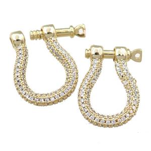 copper clasp pave zircon, gold plated, approx 16-20mm [FN21488]