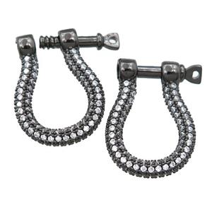 copper clasp pave zircon, black plated, approx 16-20mm [FN21489]