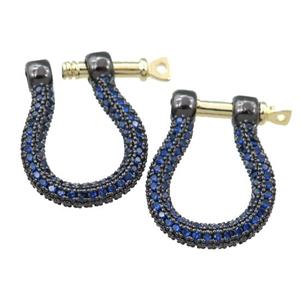 copper clasp pave blue zircon, black plated, approx 16-20mm [FN21490]