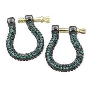 copper clasp pave green zircon, black plated, approx 16-20mm [FN21491]