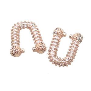 copper Clip Earring paved zircon, rose gold, approx 10-14mm [FN21493]