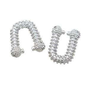 copper Clip Earring paved zircon, platinum plated, approx 10-14mm [FN21496]