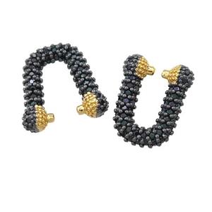 copper Clip Earring paved zircon, black plated, approx 10-14mm [FN21501]