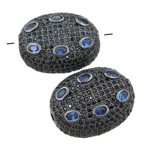 copper oval beads pave zircon, black plated, approx 16-21mm [FN21510]