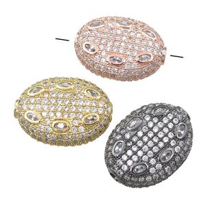 copper oval beads pave zircon, mixed, approx 16-21mm [FN21511]