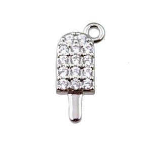 copper icecream pendant pave zircon, platinum plated, approx 5-13mm [FN21553]