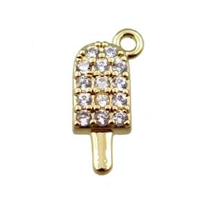copper icecream pendant pave zircon, gold plated, approx 5-13mm [FN21554]