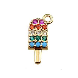 copper icecream pendant pave zircon, gold plated, approx 5-13mm [FN21557]