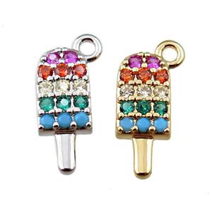 copper icecream charm pendant pave zircon, mixed, approx 5-13mm [FN21558]
